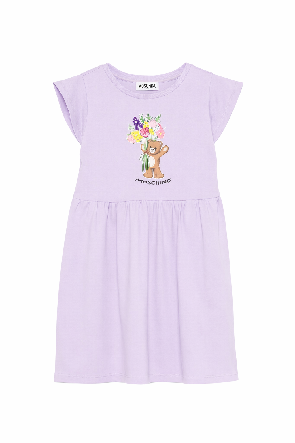 Abito da bambina Moschino Kids viola con ricamo a fiori HDV0HQLFA06 51683 MOSCHINO KIDS