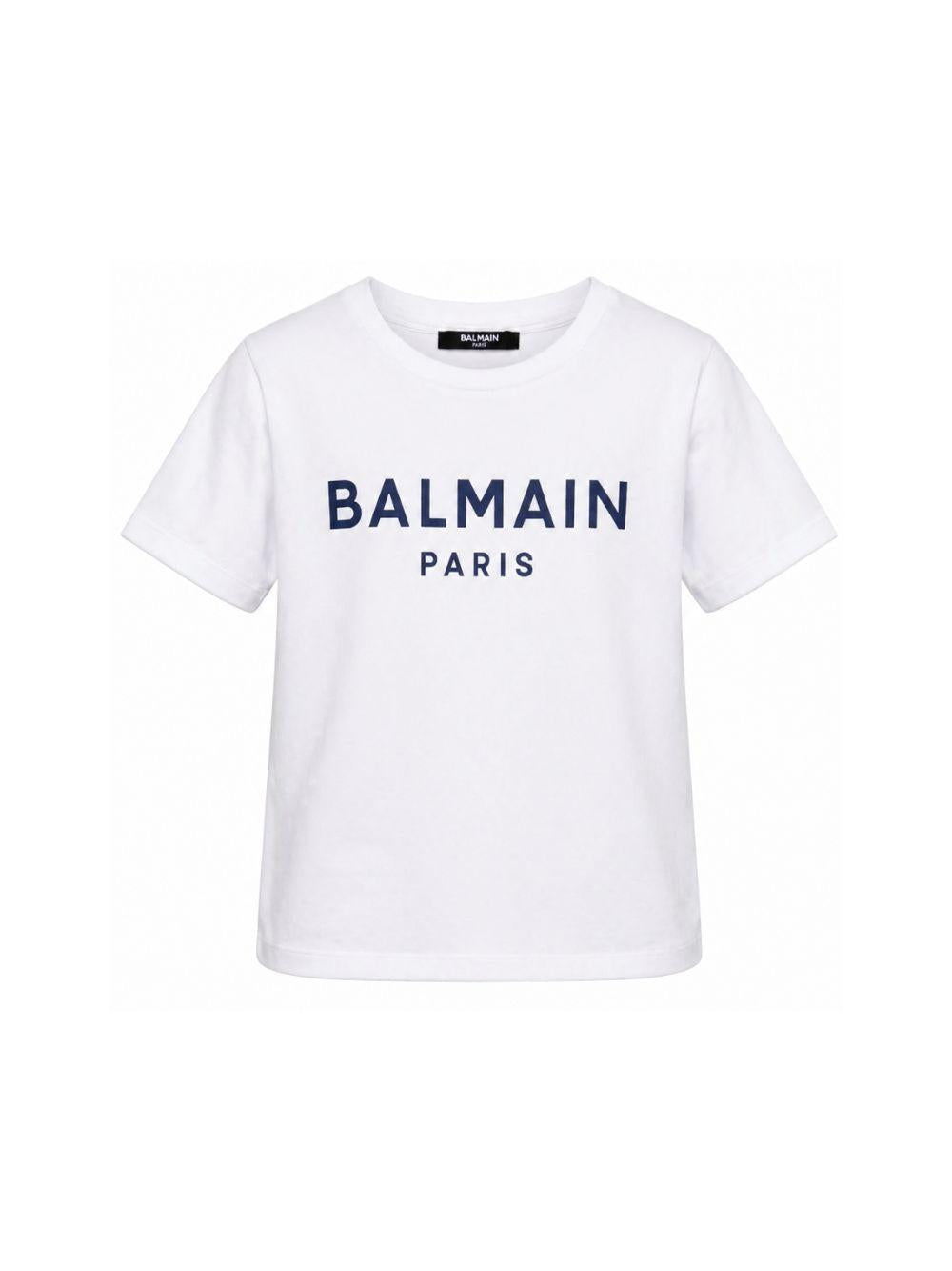 T-shirt per bambino Balmain Kids bianca con logo sul davanti BY8R11 Z3672 100BL BALMAIN KIDS