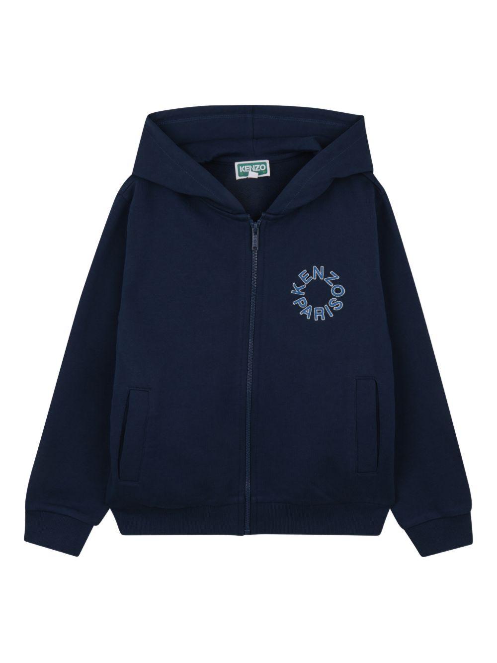 Felpa per bambino Kenzo Kids blu con stampa logo sul petto K61691 84N KENZO KIDS