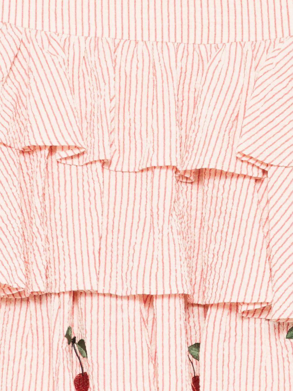 Abito per bambina Konges Slojd beige con motivo a righe rosse KS105344 AMOUR STRIPE KONGES SLOJD