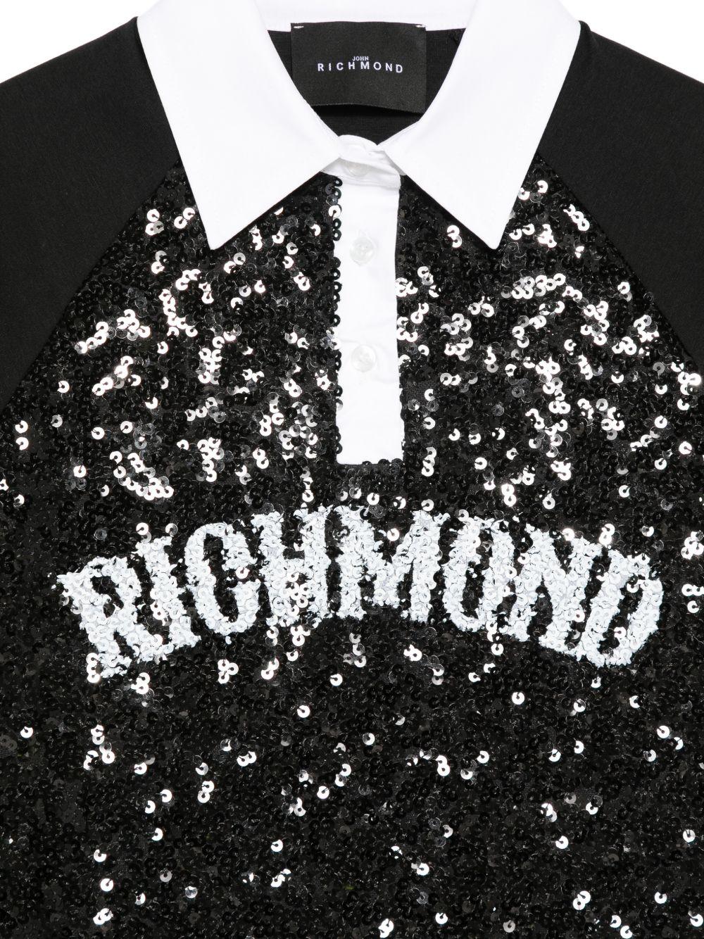Abito per bambina John Richmond Junior nero con logo sul davanti RGP26046VE BLACK JOHN RICHMOND KIDS