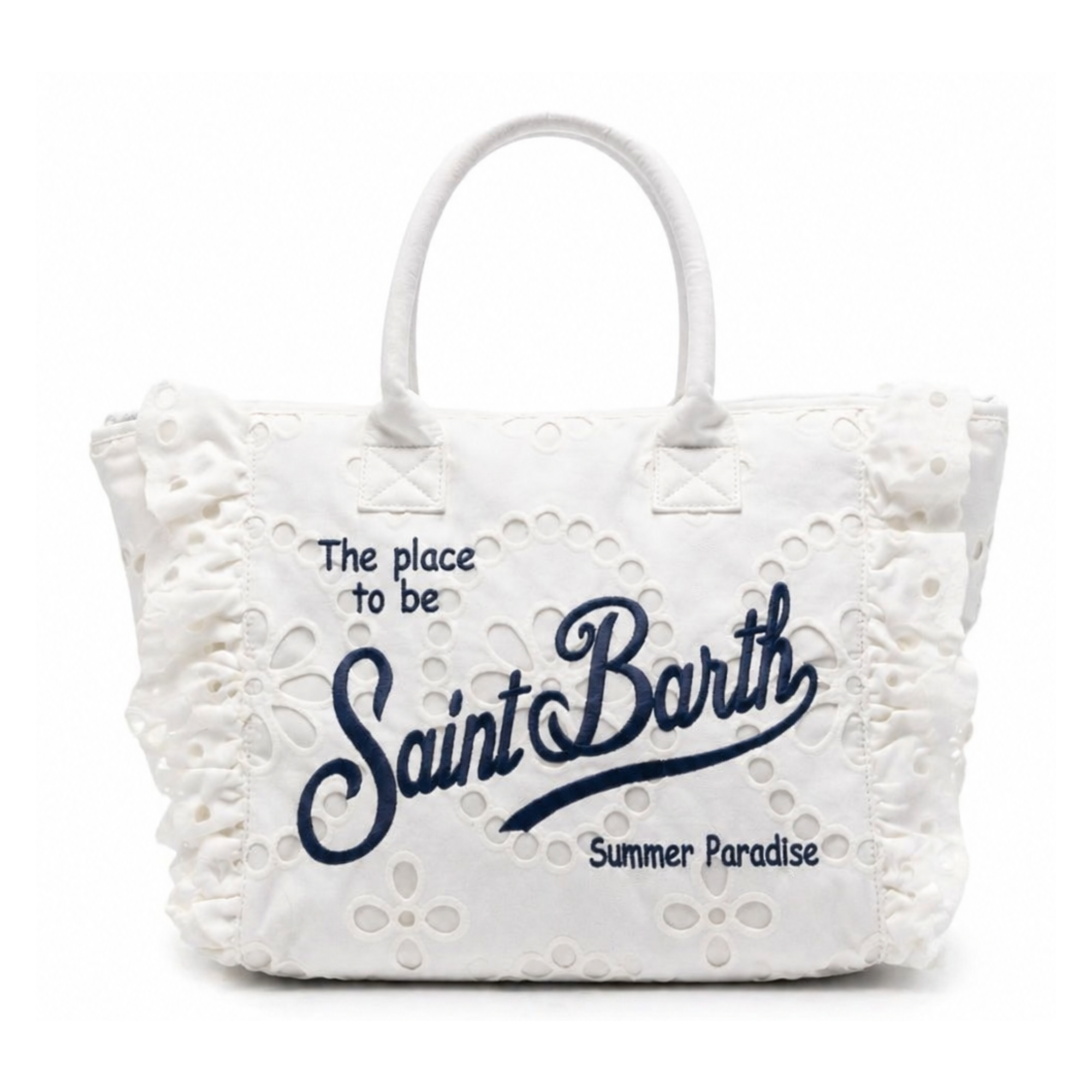 Borsa Tote Vanity MC2 Saint Barth Kids bianca in pizzo sangallo VANI0029 00389L MC2 ST. BARTH