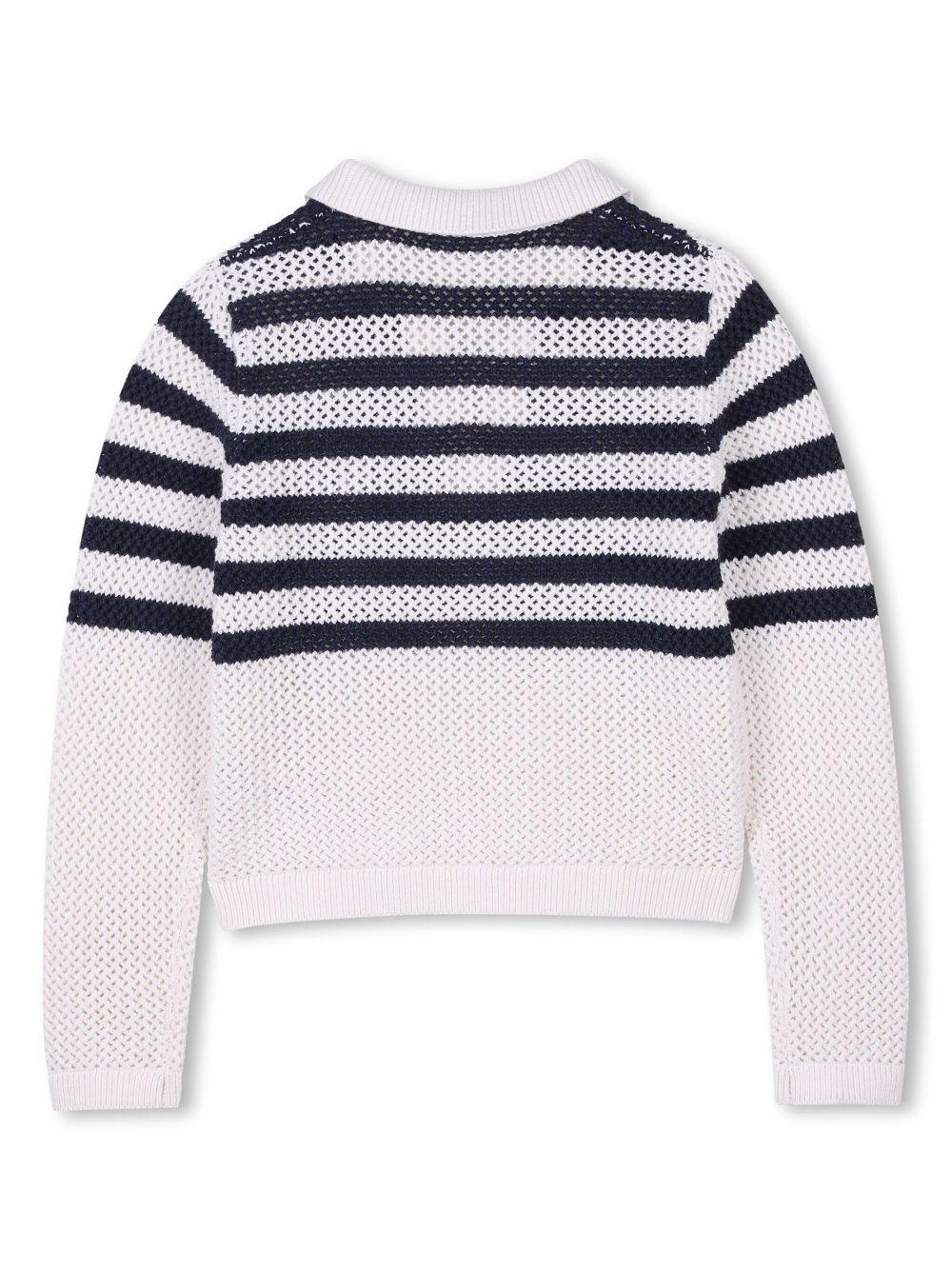 Maglione con placca logo 4G per bambina Givenchy Kids bianco con colletto alla francese H30810 Z40 GIVENCHY KIDS