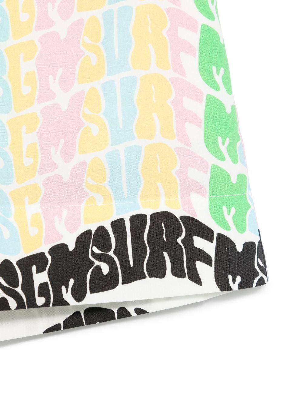 Shorts in popeline per bambina MSGM Kids bianco con stampa logo all-over S5MSJGSH246 140 MSGM KIDS