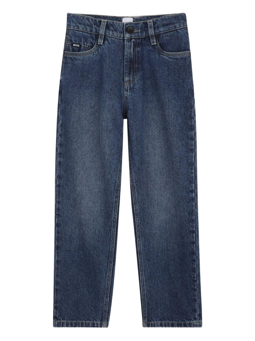 Jeans per bambino Boss Kids blu con applicazione logo J52922 Z25 BOSS KIDS