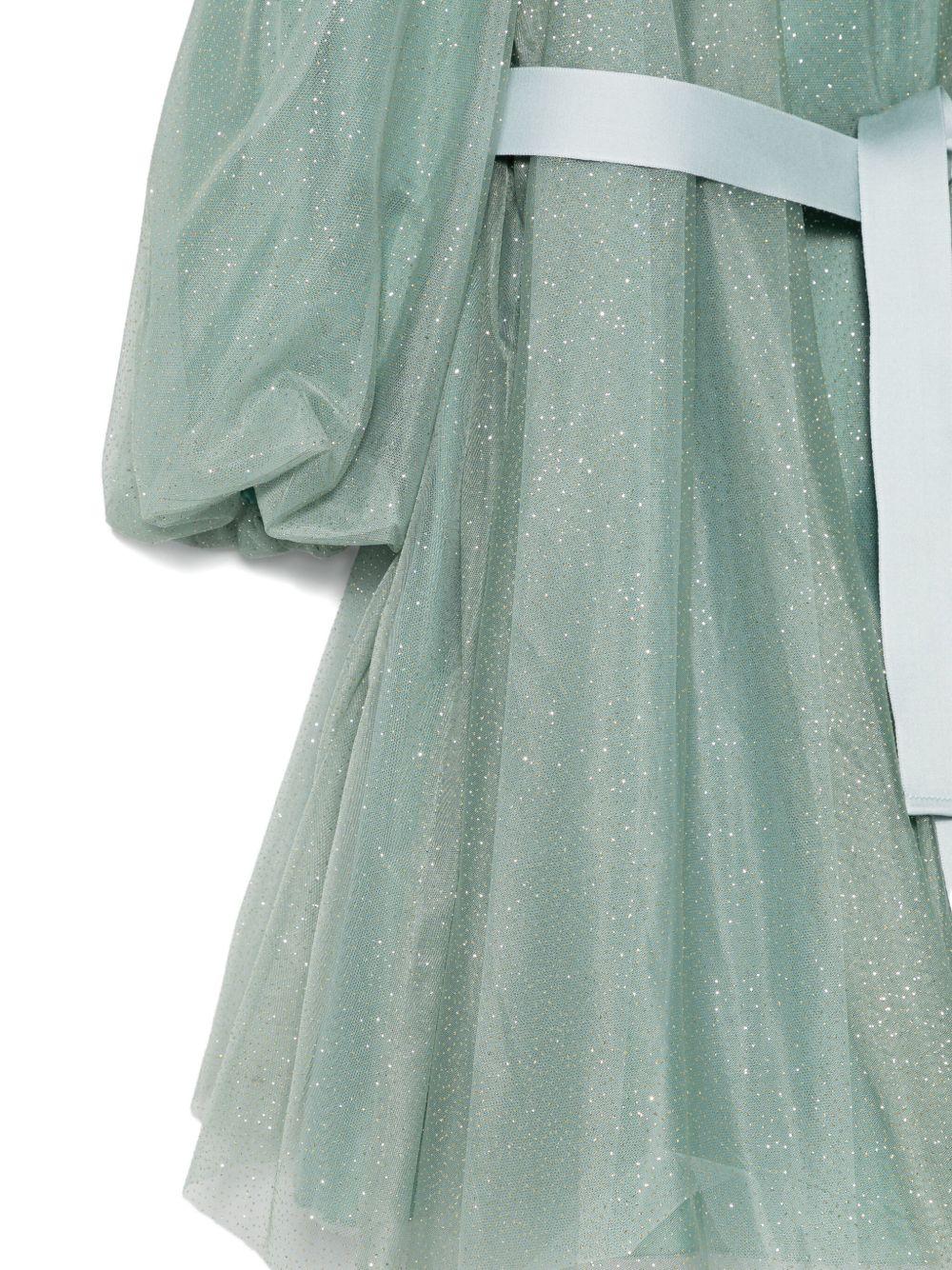 Abito per bambina Il Gufo verde con decorazioni glitter A25GVL0022H4003 511 IL GUFO