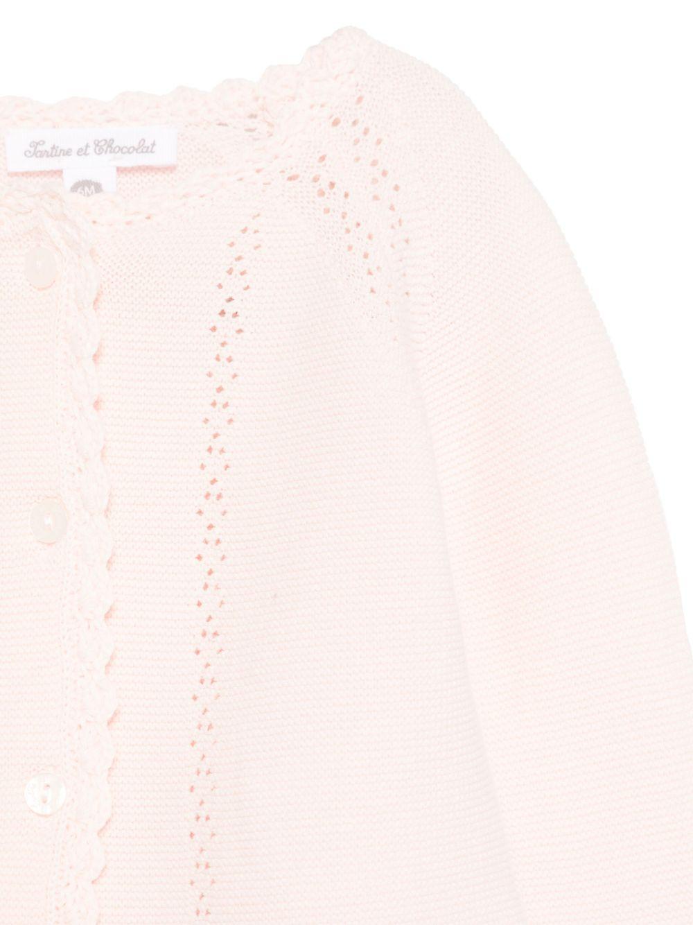 Cardigan per neonata Tartine Et Chocolat rosa open work CA18030 31 TArtine & Chocolat