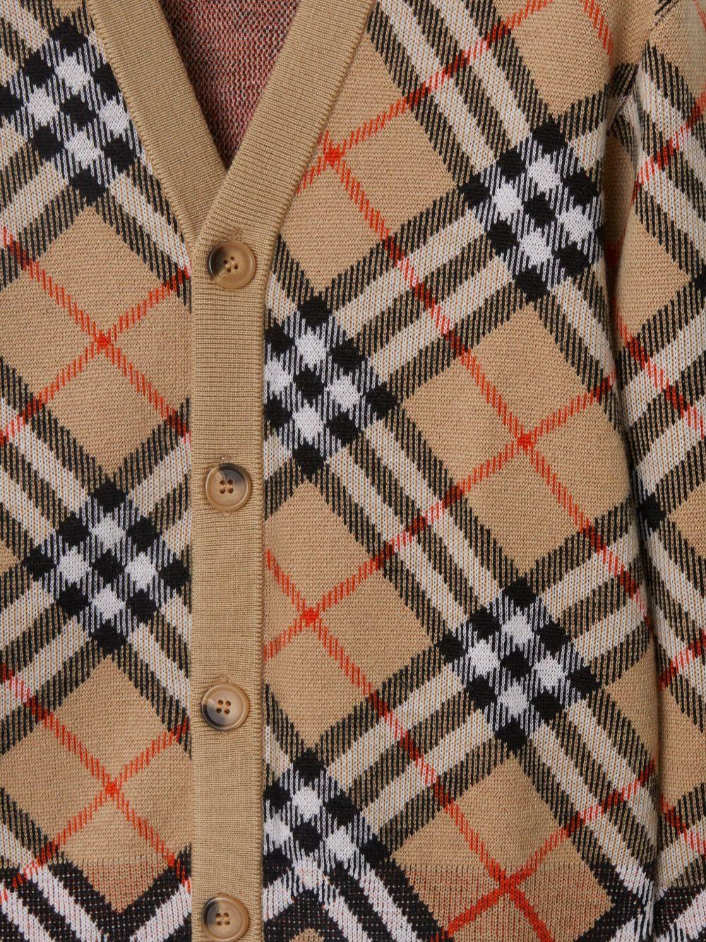 Cardigan per bambino Burberry Kids beige con motivo a quadri 8104300 B9368 BURBERRY KIDS