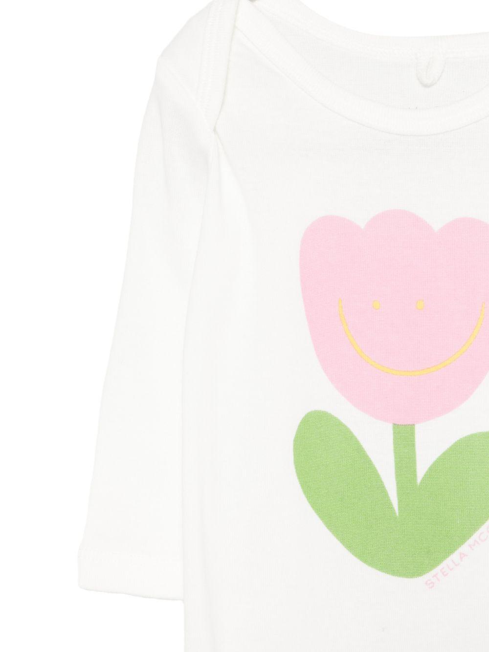 Set tutina e cappellino per neonata Stella McCartney Kids bianco con stampa fiore TYB020 Z0669 101 STELLA McCARTNEY KIDS
