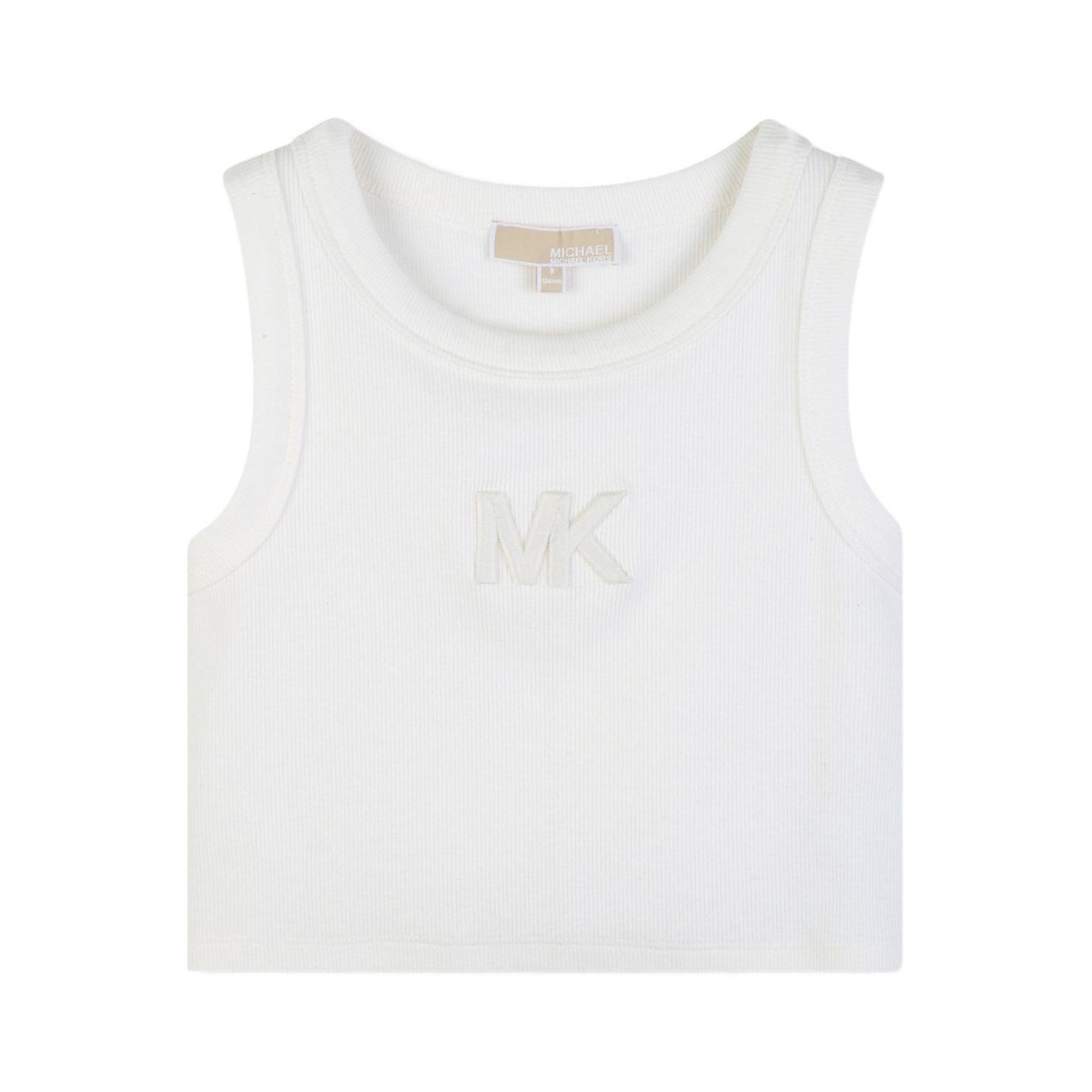 T-shirt per bambina Micheal Kors Kids bianca con logo sul davanti R30609 117 MICHAEL KORS KIDS