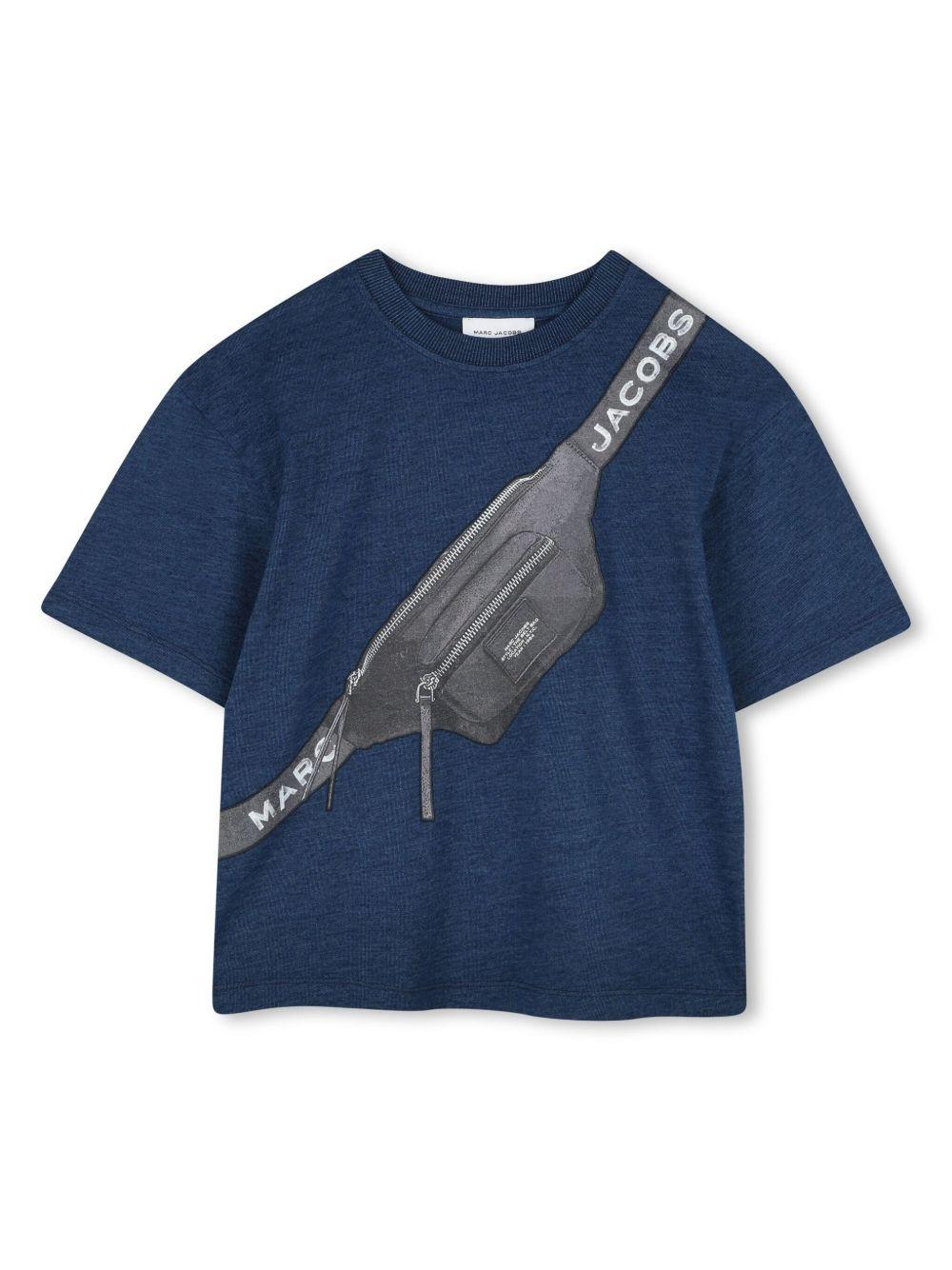 T-shirt con stampa grafica per bambino Marc Jacobs Kids blu con orlo dritto W60453 Z10 THE MARC JACOBS KIDS