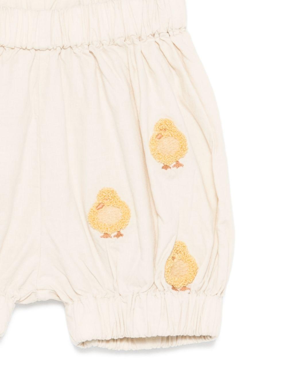 Shorts per neonato Donsje beige con ricamo con pulcini 3029807 00004 DONSJE KIDS