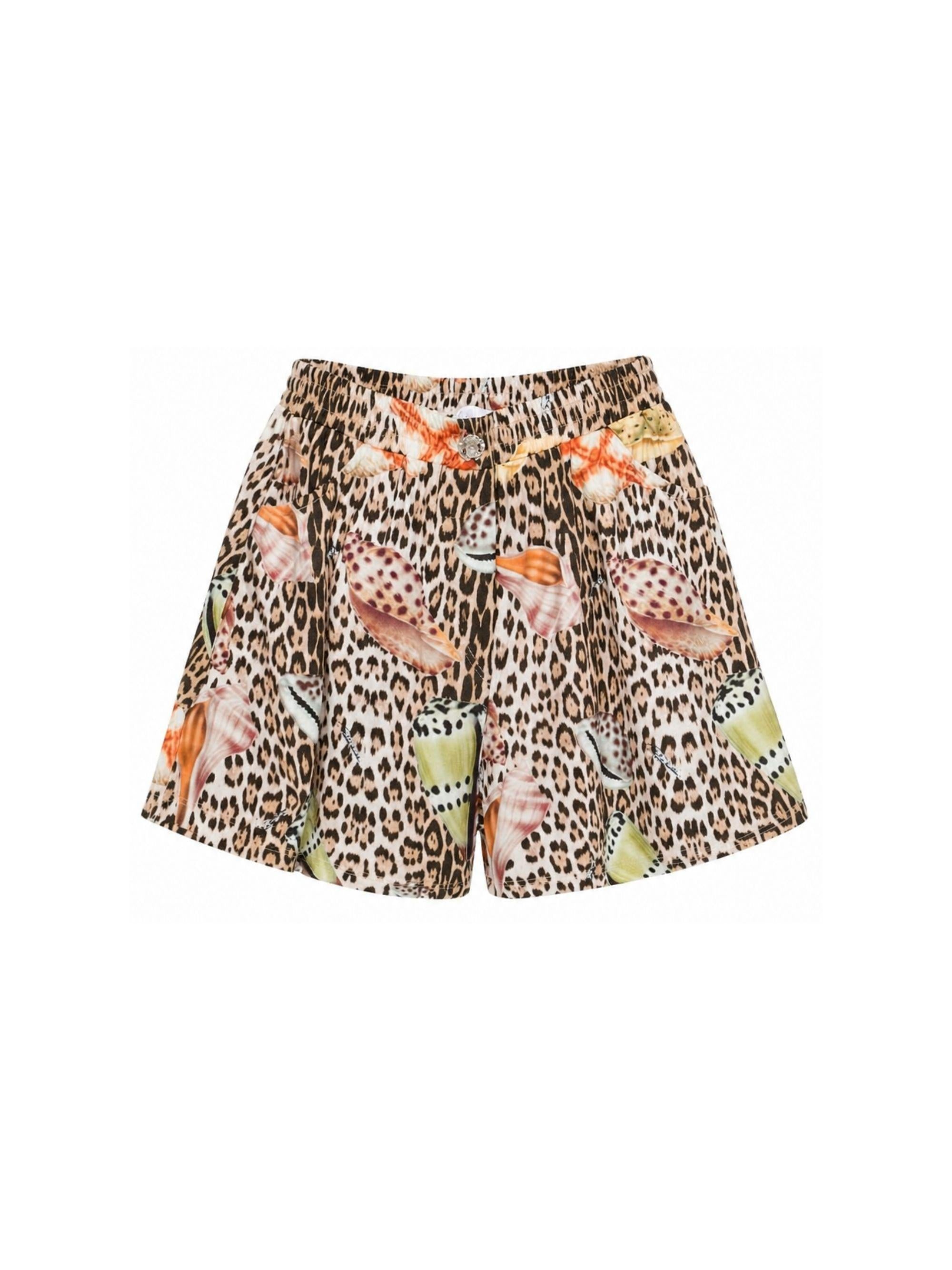 Short per bambina Roberto Cavalli Kids marrone con stampa animalier CGP26058SH MACULA N.H. ROBERTO CAVALLI KIDS