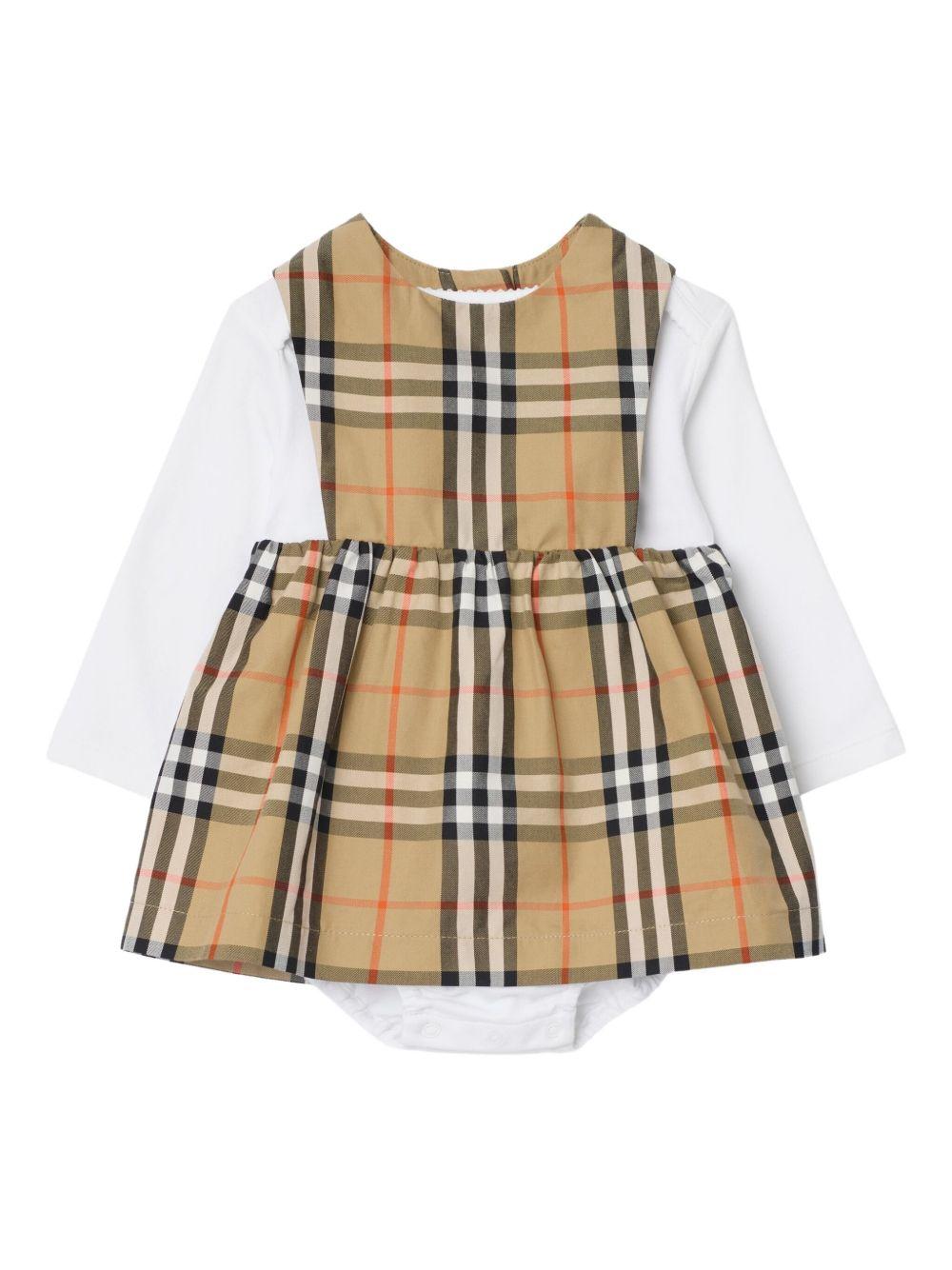 Abito per neonata Burberry Kids beige con motivo Check Vintage 8117967 B9368 BURBERRY KIDS