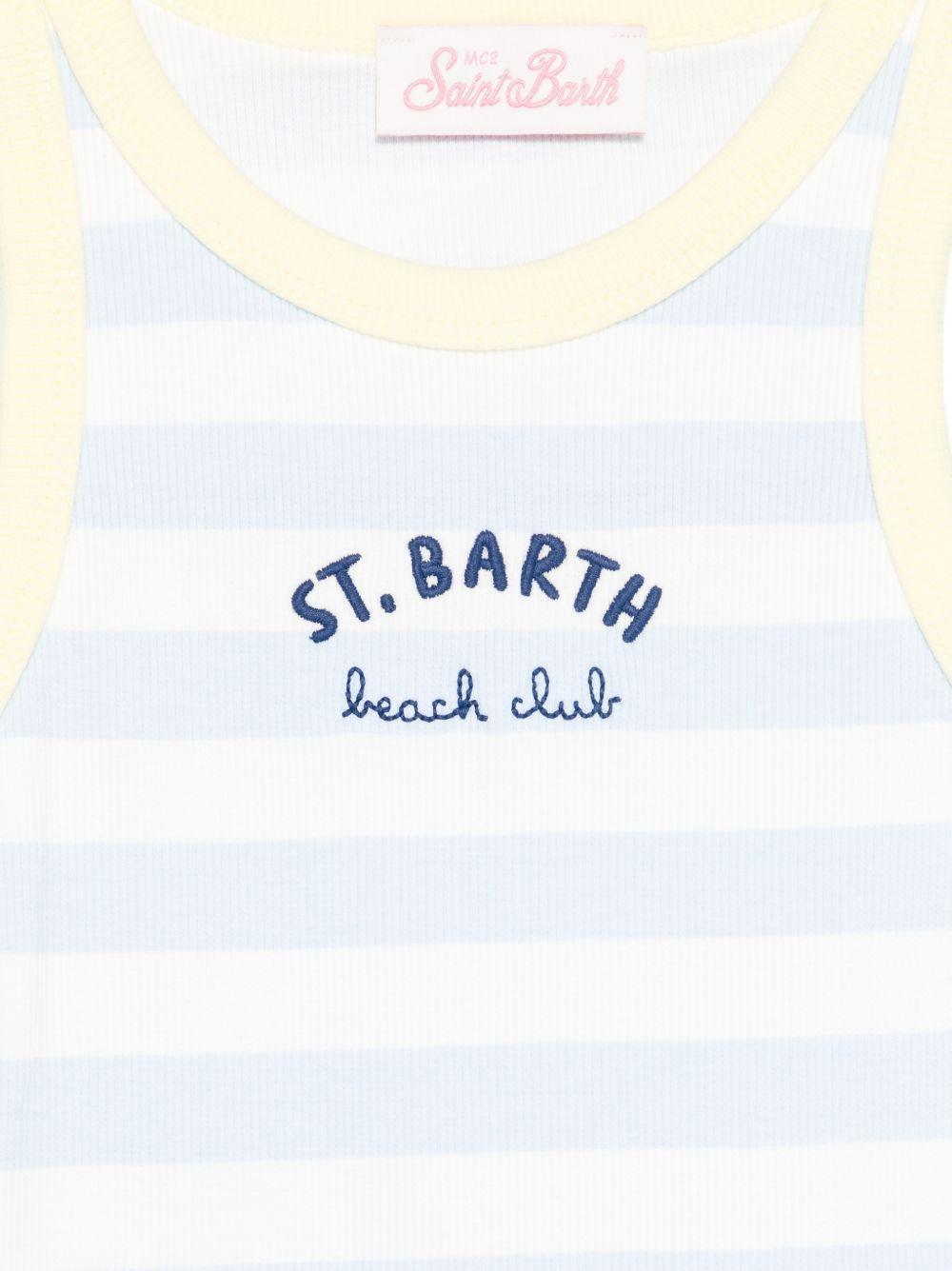 Canotta per bambina MC2 Saint Barth Kids bianca e azzurra con motivo a righe BLUE002 03775L MC2 ST. BARTH KIDS