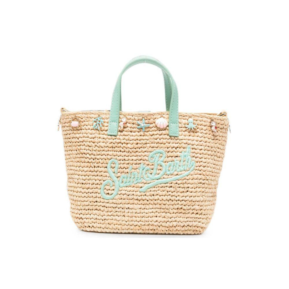 Borsa Mini Rafia City MC2 Saint Barth beige con decorazione con perline RAFC003 00359L MC2 ST. BARTH KIDS