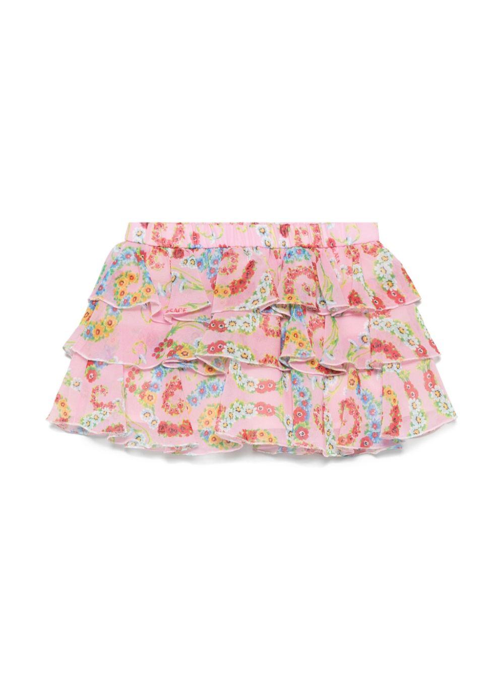 Gonna per neonata Versace Kids Barroco Flowers rosa con grafica all-over 10186941A13297 5PC00 VERSACE KIDS