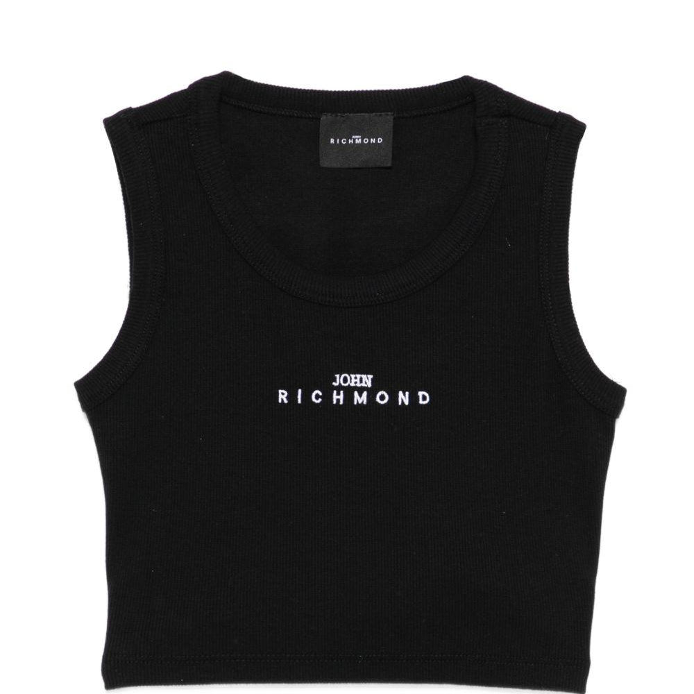 T-shirt per bambina John Richmond Junior nera senza maniche RGP26172CN BLACK JOHN RICHMOND KIDS