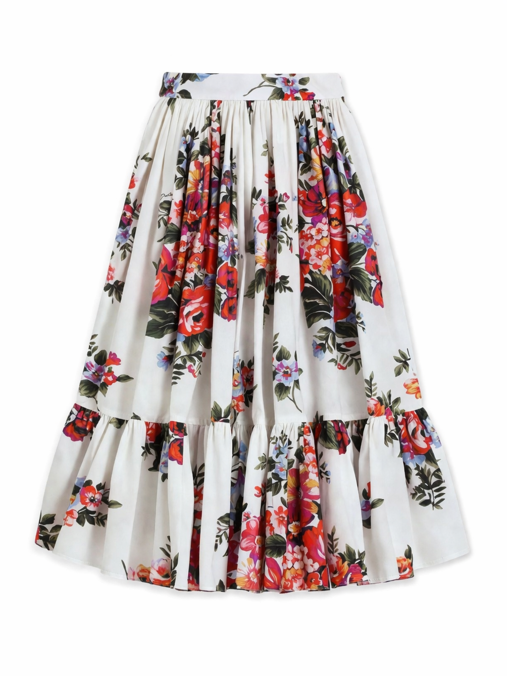 Gonna per bambina Dolce & Gabbana Kids bianca a fiori con ruches L55I53 HS5UU HA5ZO DOLCE & GABBANA KIDS