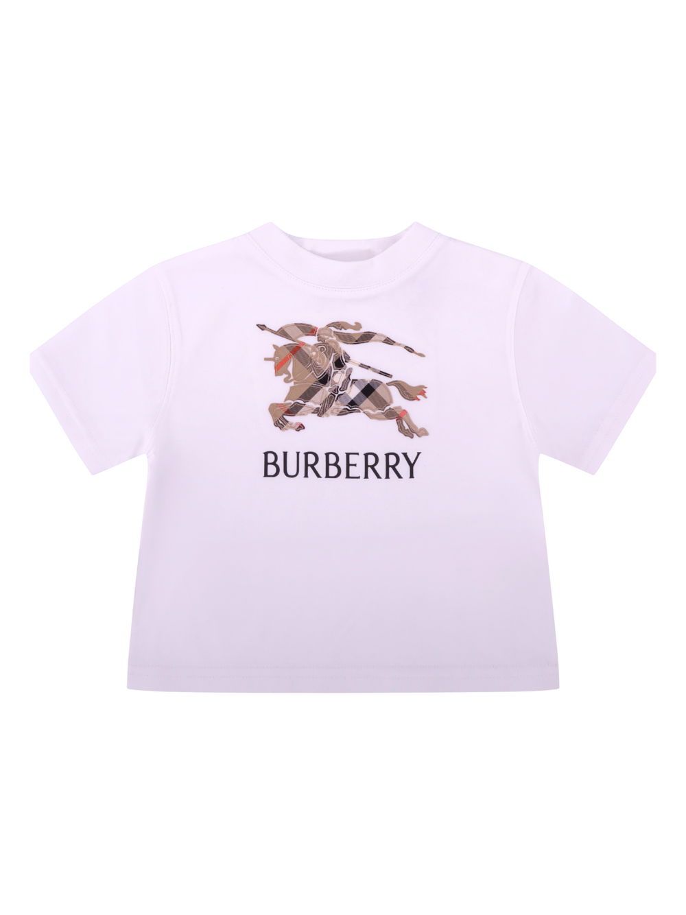 T-shirt per neonati Burberry Kids bianca con logo equestre sul davanti 8121205 A1464 BURBERRY KIDS