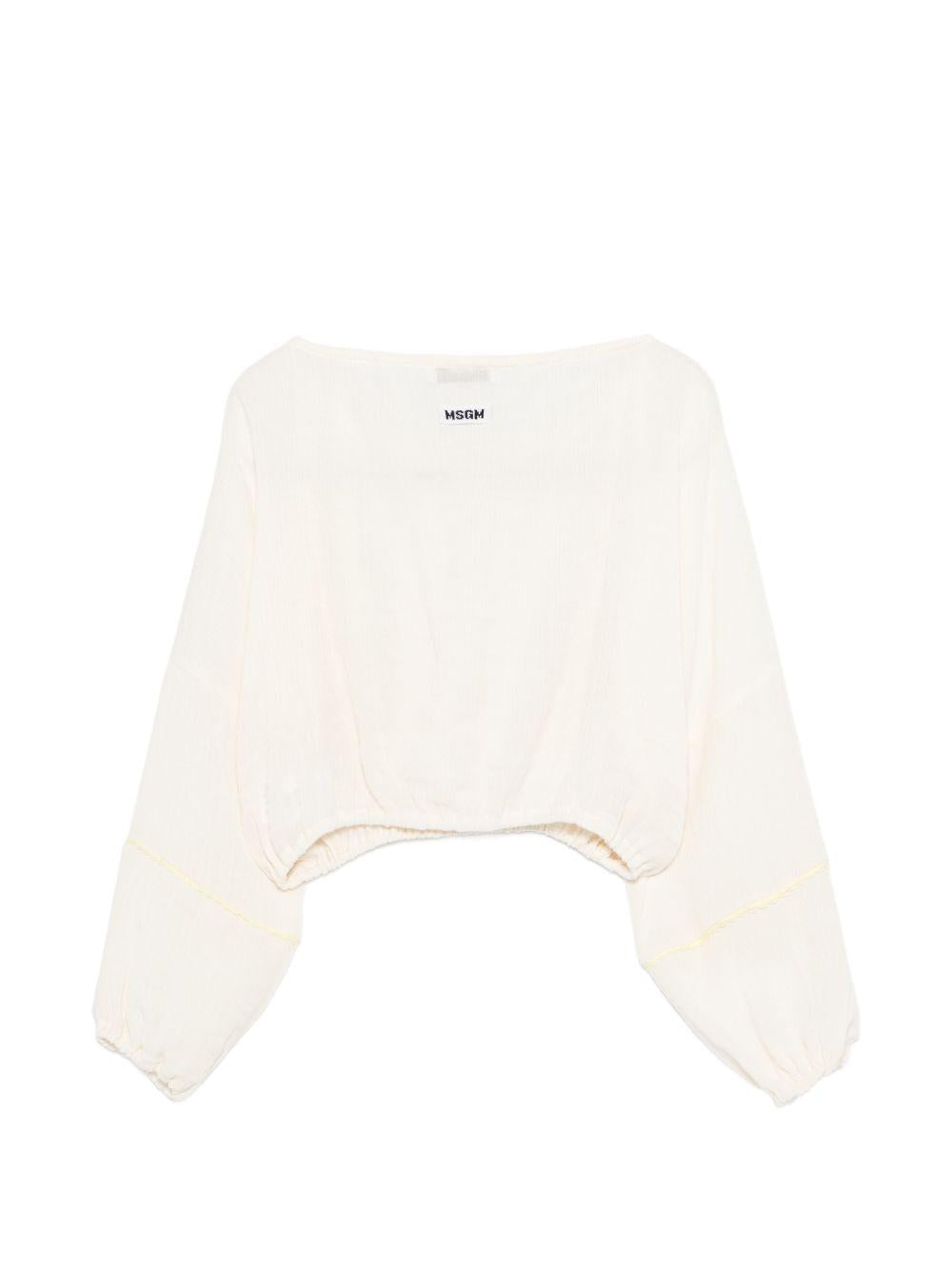 Felpa per bambina MSGM Kids bianca con design crop S6MSJGBL211 001 MSGM KIDS