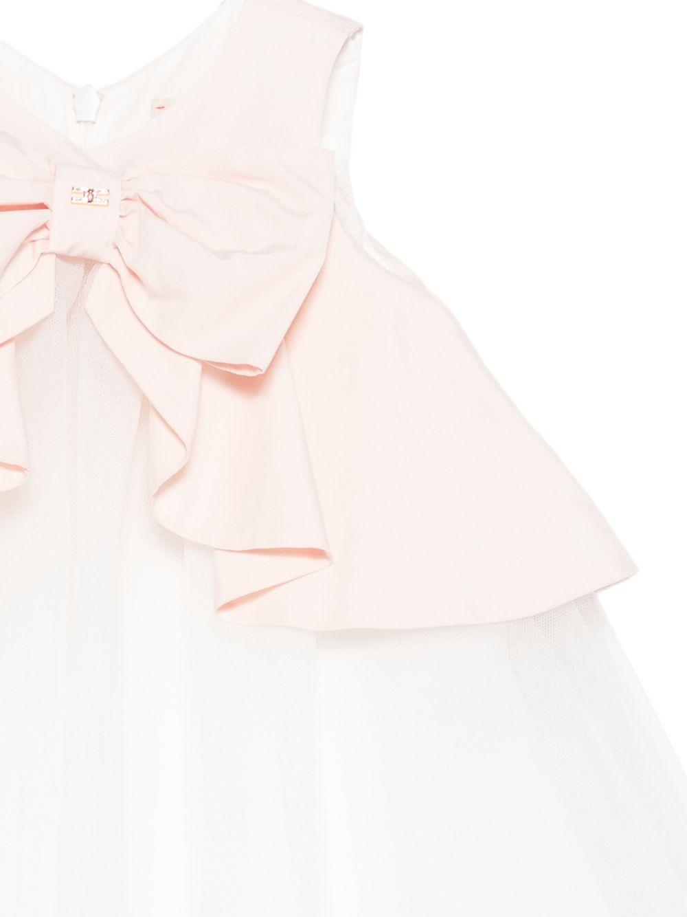Abito per neonata Elisabetta Franchi La Mia Bambina bianco con applicazione fiocco EGAB2380TV033 D462 ElISABETTA FRANCHI KIDS