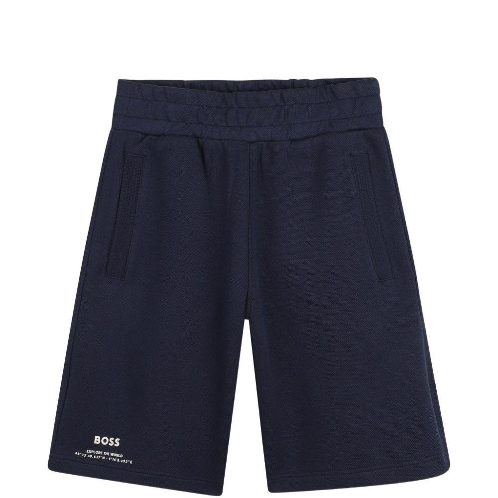 Shorts per bambino Boss Kids blu navy con dettaglio logo J52930 849 BOSS KIDS