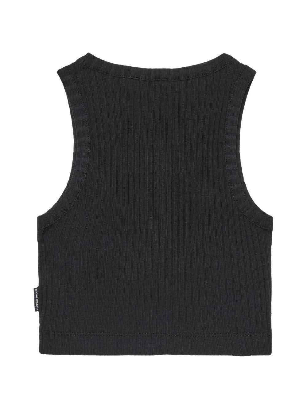 Canotta per bambina Palm Angels Kids nera con motivo a coste PGAG002S26JER002 110 PALM ANGELS KIDS