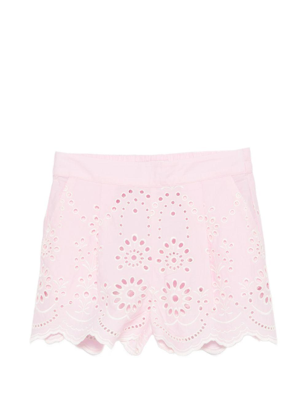 Shorts per bambina MC2 Saint Barth Kids rosa con ricamo floreale in broderie anglaise AMN0002 03034L MC2 ST. BARTH KIDS