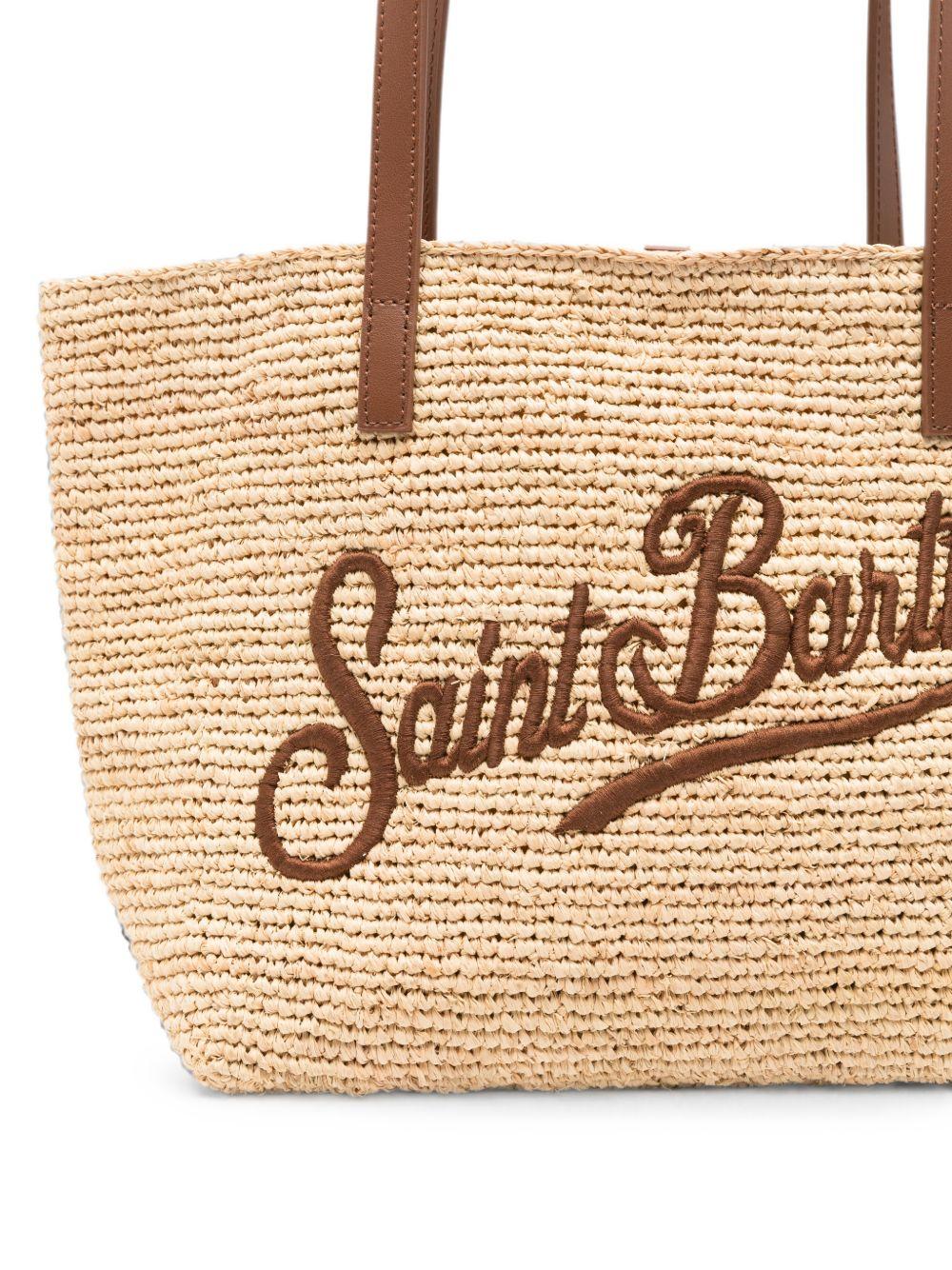Borsa Raffia City Mid MC2 Saint Barth beige con logo frontale a contrasto RAFC002 00358L MC2 ST. BARTH KIDS