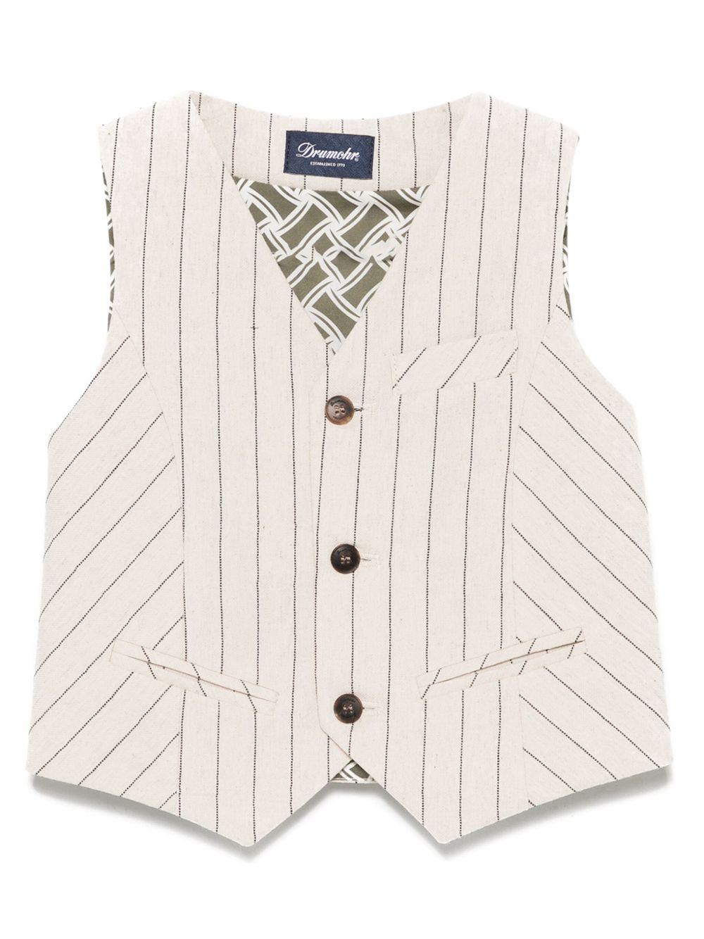 Gilet sartoriale Drumohr Kids beige con fibbia frontale e dettaglio tasca finta S5VS71 G51 DrUMOHR KIDS