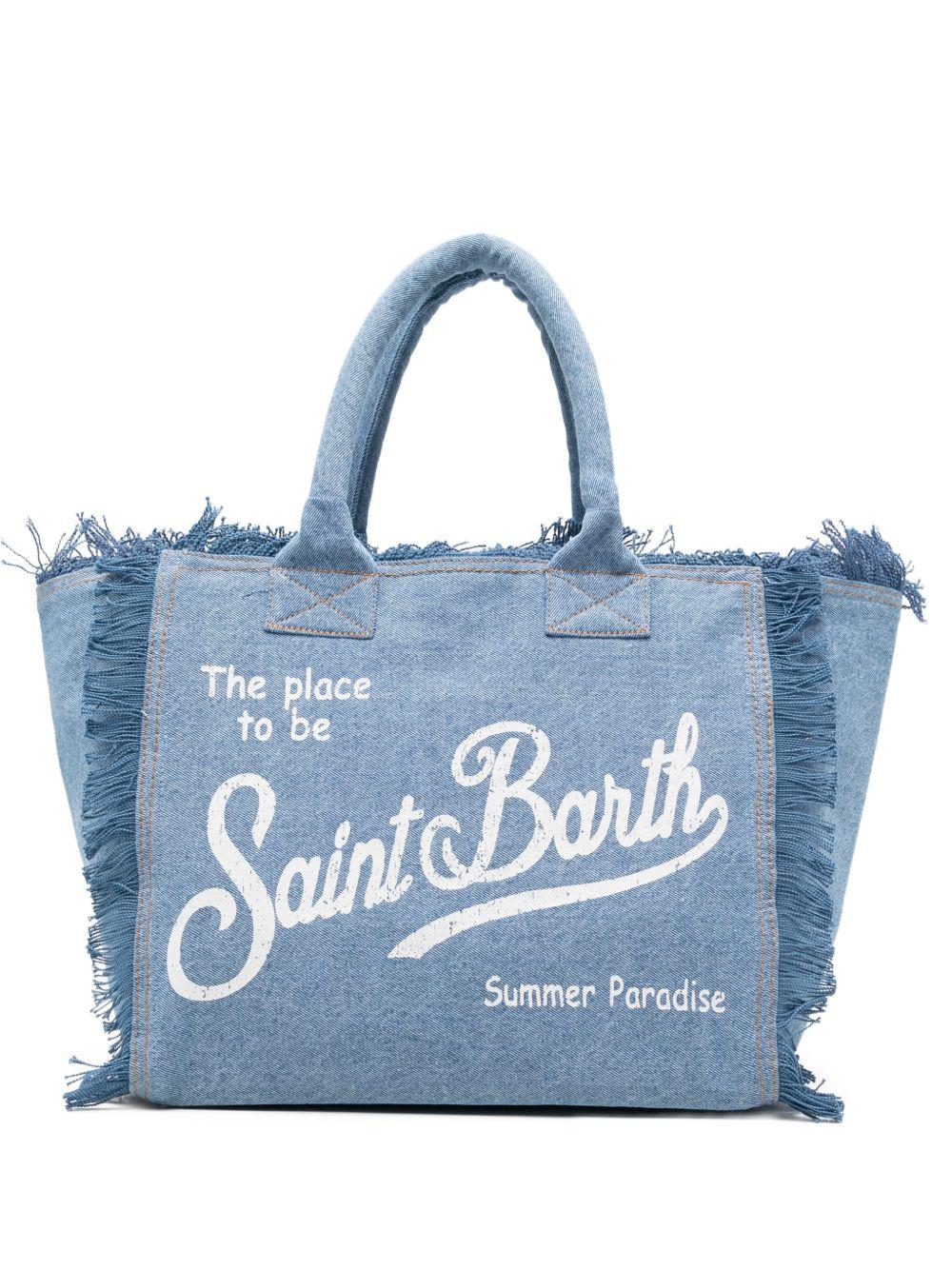 Borsa Vanity MC2 Saint Barth denim con dettaglio frange VANI001 00009L MC2 ST. BARTH