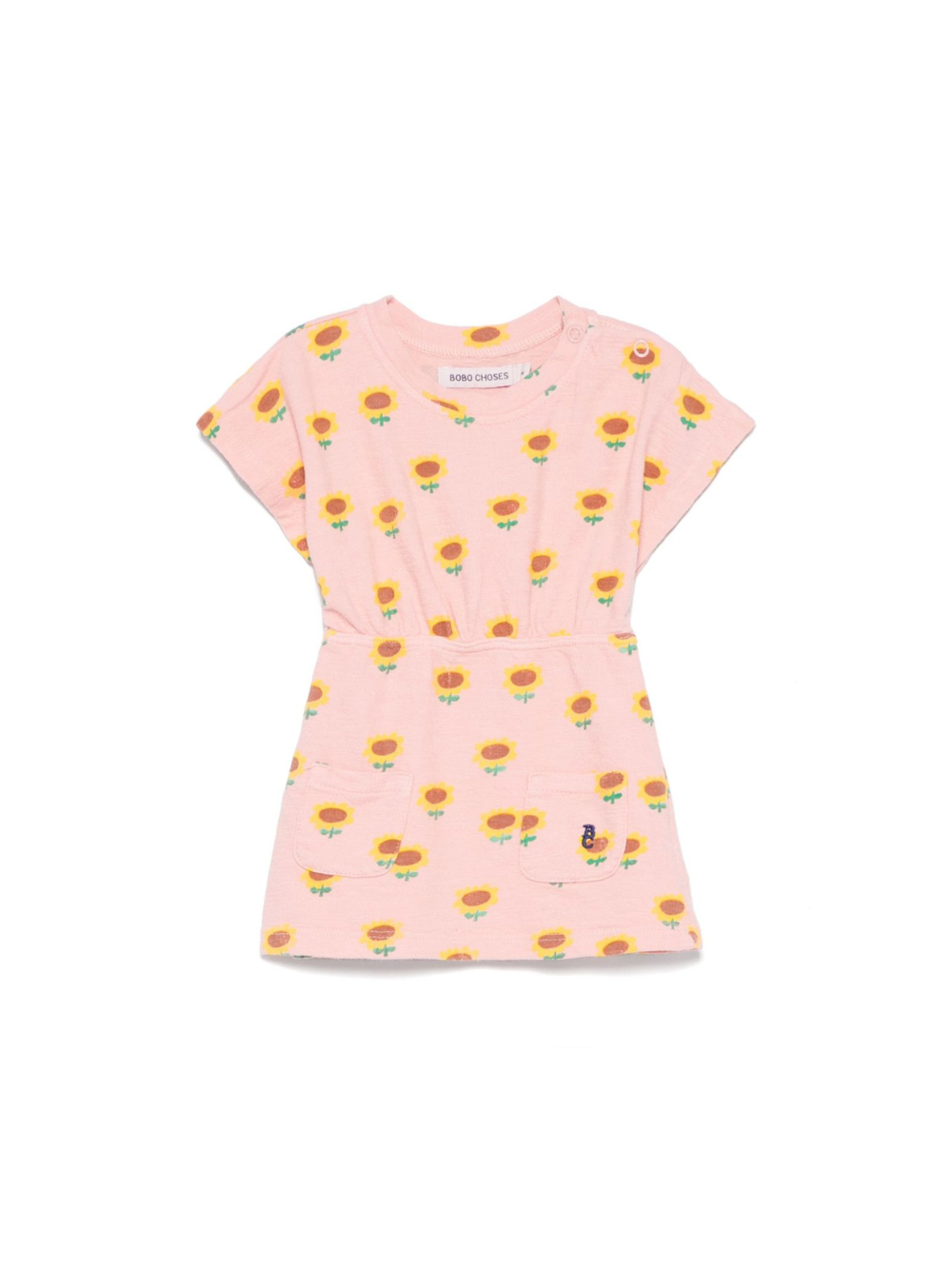 Abito per neonata Bobo Choses Sunflower rosa con stampa girasole B125AB079 681 BOBO CHOSES