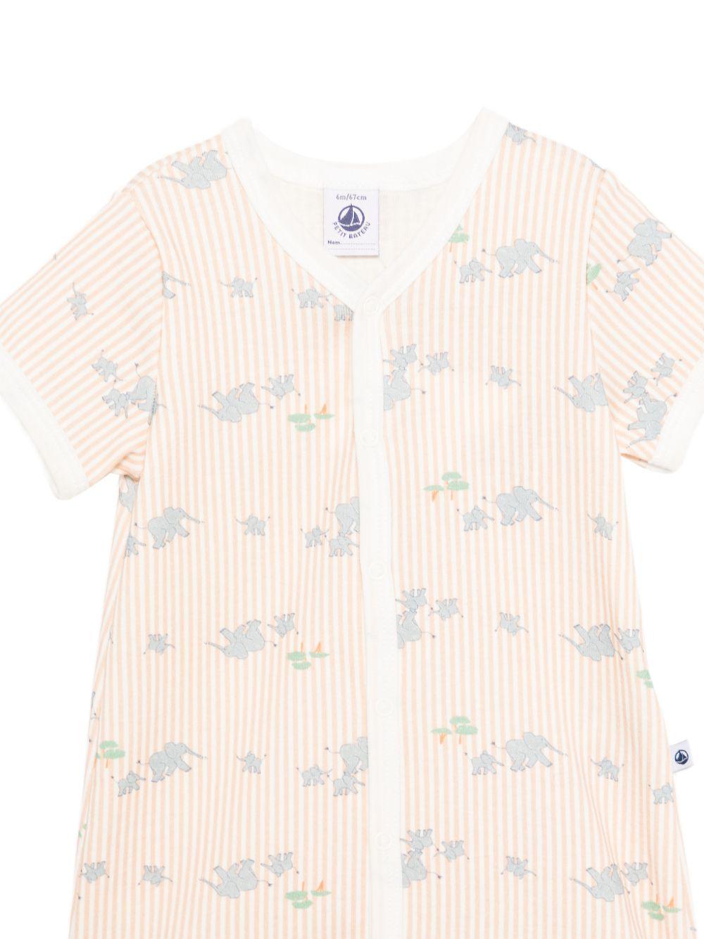 Tutina per neonato Petit Bateau arancione con design a righe verticali A0FIR 01 PETIT BATEAU KIDS