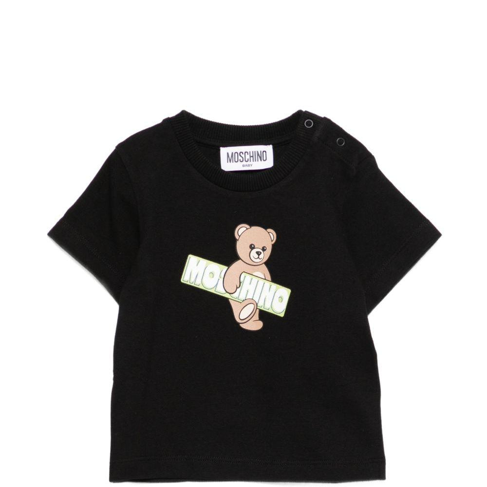T-shirt per neonati Moschino Kids nera a con stampa Teddy Bear MOM031LFA07 60100 MOSCHINO KIDS