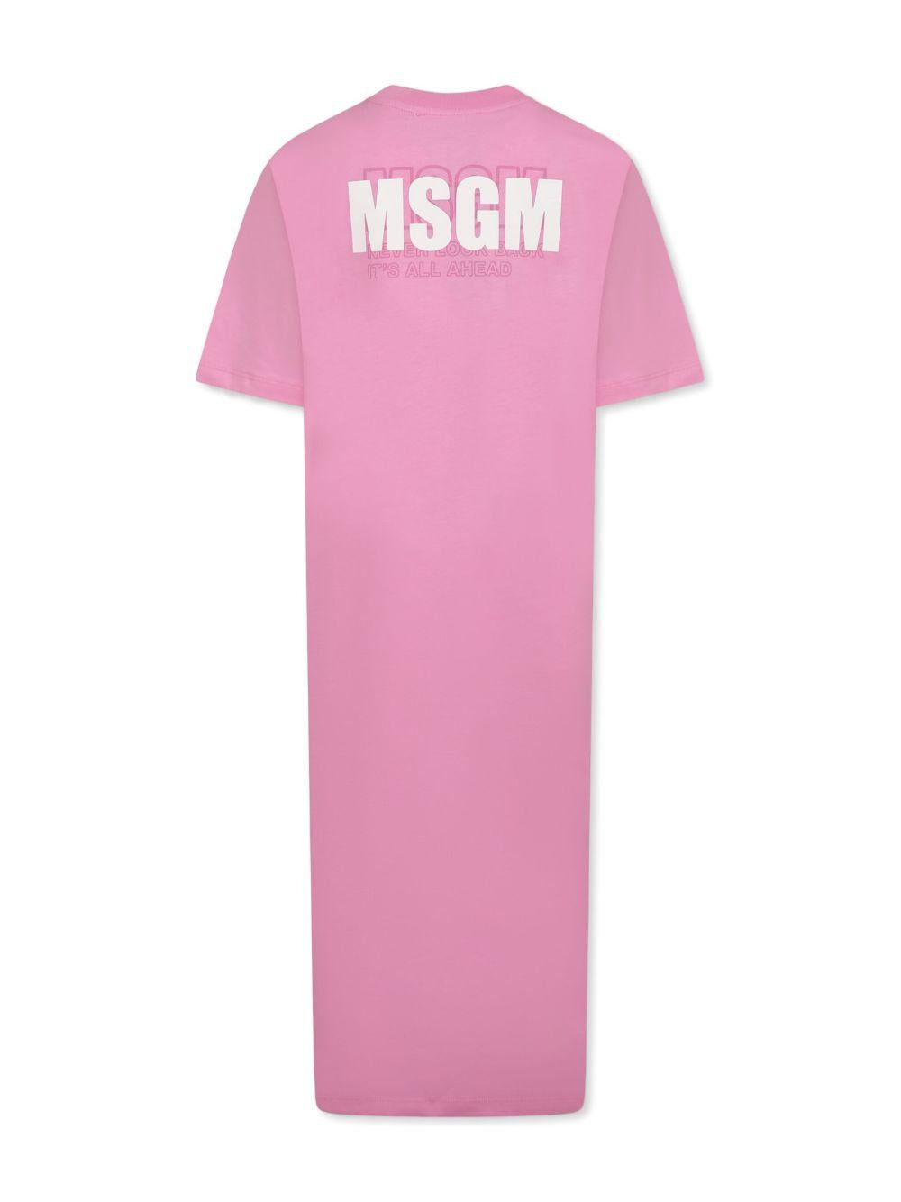 Abito con logo per bambina MSGM Kids rosa con stampa sul retro S5MSJGDR077 MS003 MSGM KIDS