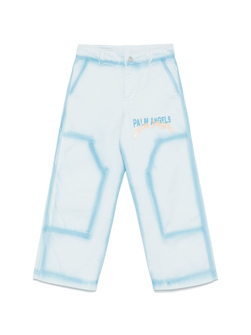 Jeans dritti con effetto vernice per bambino Palm Angels Kids azzurro con passanti PBCF006S25FAB001 4042 PALM ANGELS KIDS