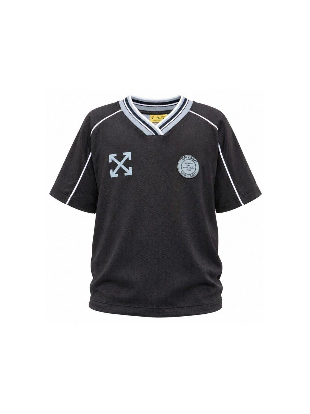 T-shirt per bambino Off-White Kids nera con scollo a V 44BAA018S26J001 001 OFF WHITE KIDS