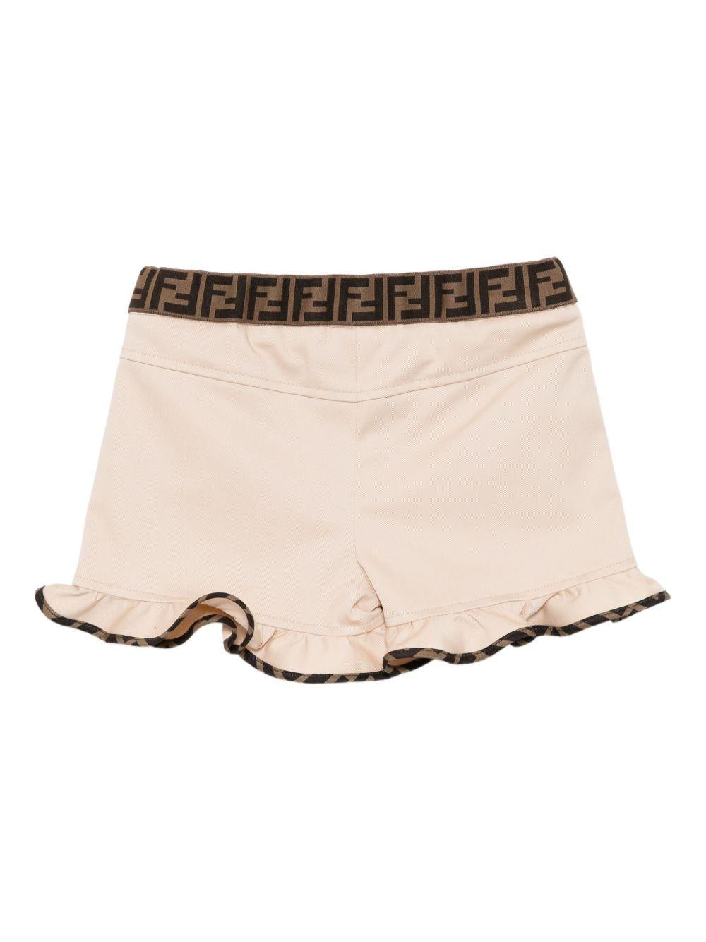 Pantaloncini per neonata Fendi Kids beige con logo ricamato BFF173 AS5Y F1P2N FENDI KIDS