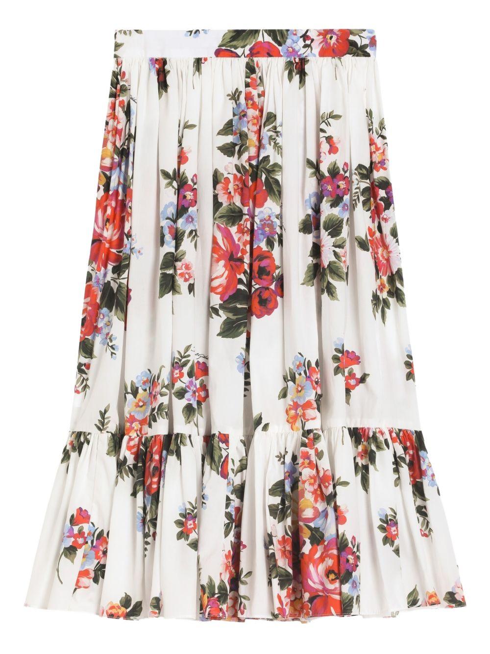 Gonna per bambina Dolce & Gabbana Kids bianca a fiori con ruches L55I53 HS5UU HA5ZO DOLCE & GABBANA KIDS