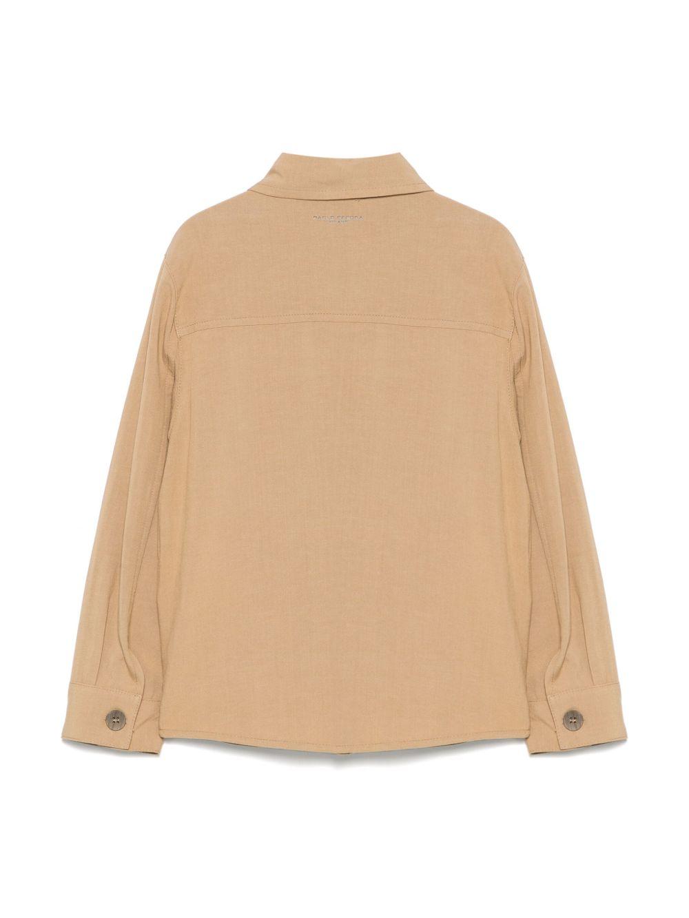 Camicia con tasche per bambino Paolo Pecora Kids marrone con colletto classico PP4067 BEIGE PAOLO PECORA KIDS
