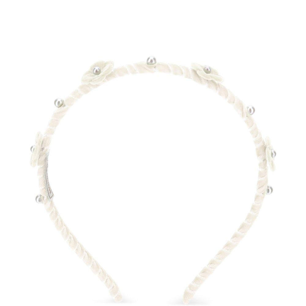 Cerchietto per capelli per bambina Monnalisa Kids bianco con dettagli fiori in rilievo 17H003 8058 0001 MONNALISA KIDS