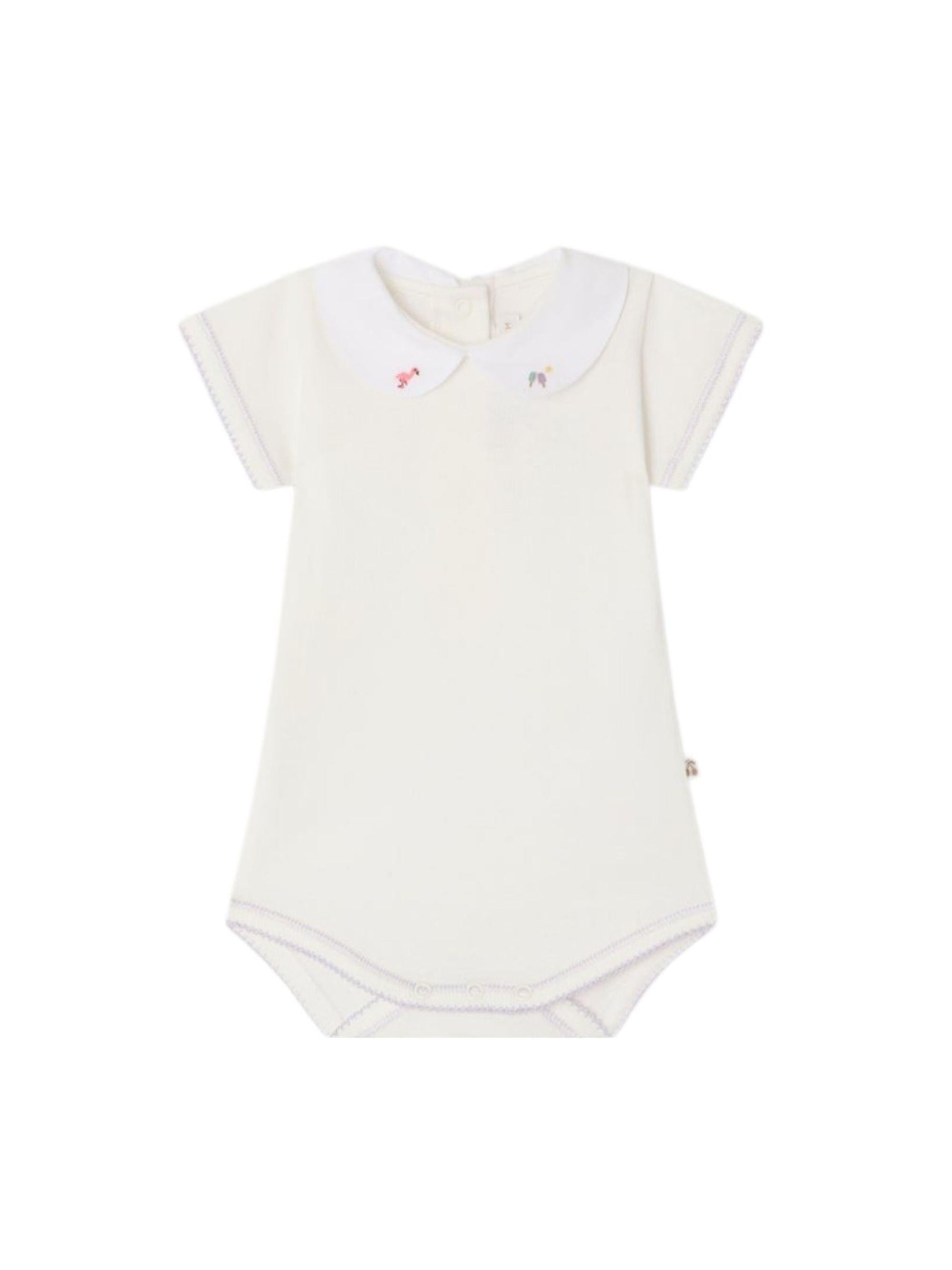 Tutina per neonati Bonpoint bianca con colletto ricamato C06NUNK00001 002 BONPOINT
