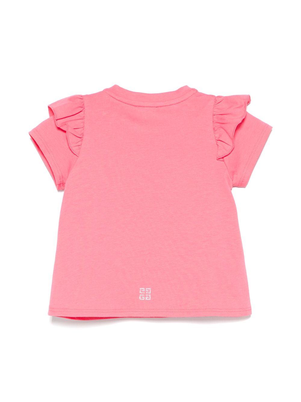 T-shirt con stampa logo per neonata Givenchy Kids rosa con girocollo H30664 488 GIVENCHY KIDS
