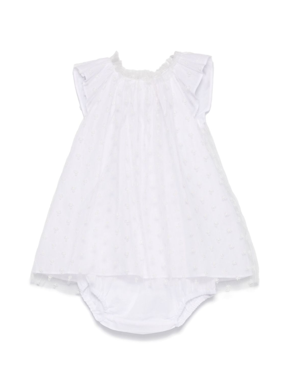 Abito per neonata Bonpoint nuage bianco con rifinitura con ruches S05XDRW00007 000 BONPOINT KIDS