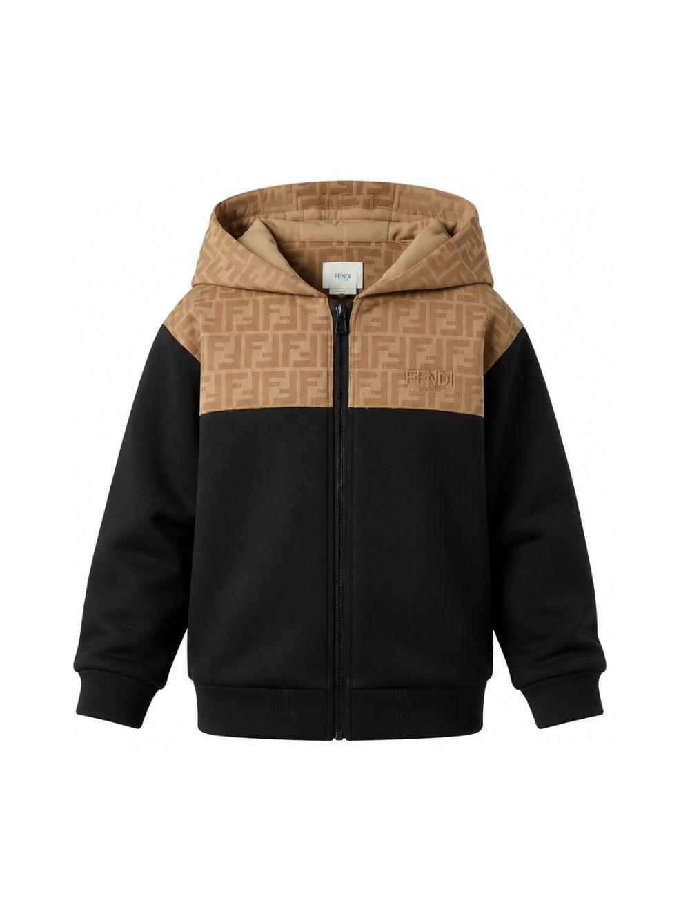 Felpa per bambino Fendi Kids nera con dettagli monogramma FF JUH106 5V0 F13IV FENDI KIDS