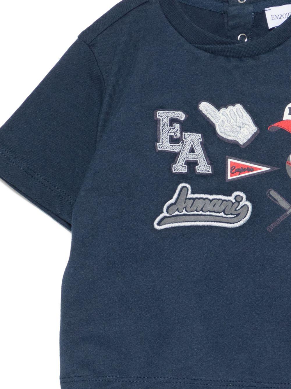 T-shirt per neonato Emporio Armani Kids blu con stampa grafica sul davanti EB001078 AF21820 UB096 EMPORIO ARMANI KIDS