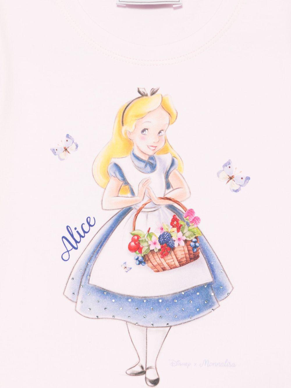 T-shirt Alice x Disney per bambina Monnalisa rosa con orlo dritto 11E622 5202 0090 MONNALISA