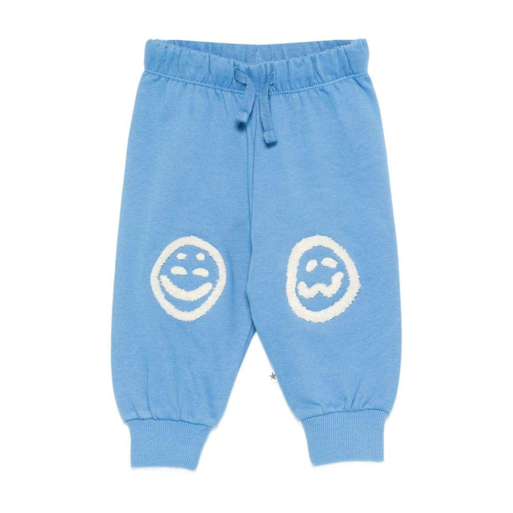 Pantaloni Simeon sportivi per neonato Molo azzurri con toppe smile sulle ginocchia 6S26I205 5615 MOLO KIDS