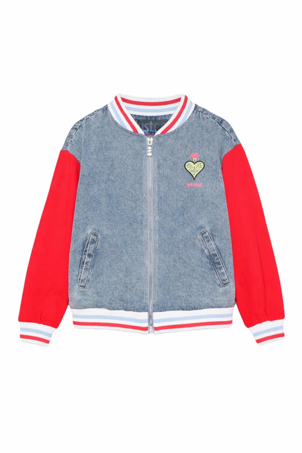 Giubbino per bambina Just Cavalli Kids denim con stampa grafica sul retro JGP26105GB D.BLUE MED ROBERTO CAVALLI KIDS